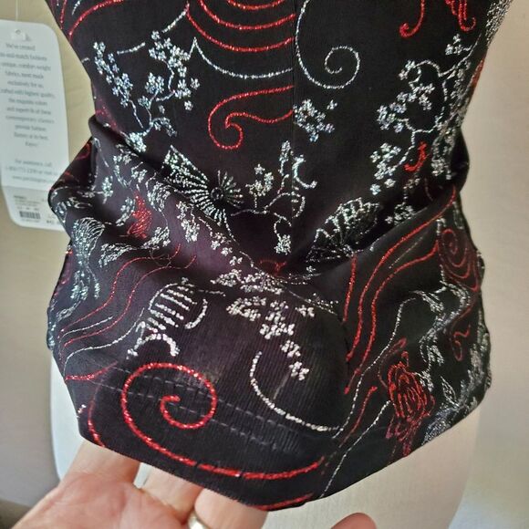 Sparkle black sliver red Cheongsam strettch top large - Picture 7 of 12